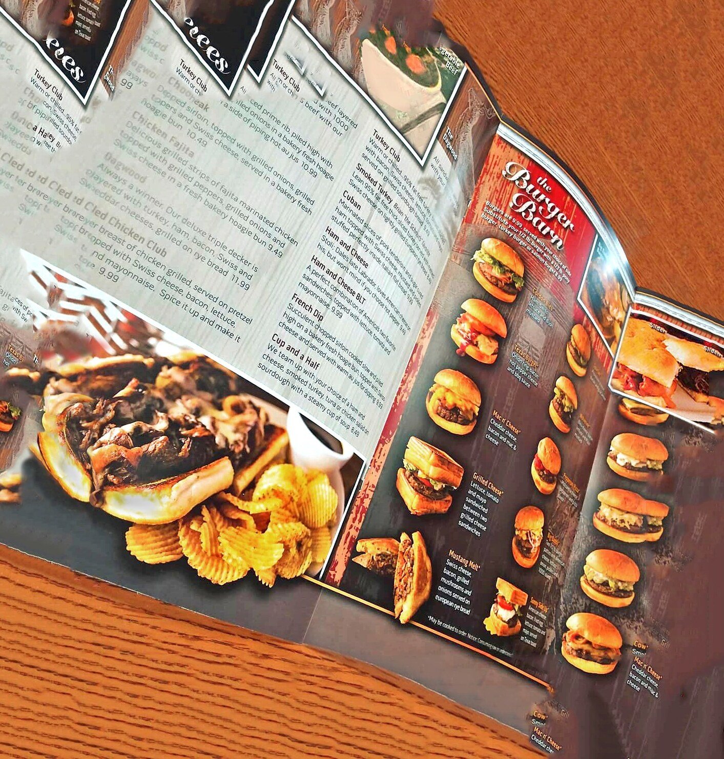 The Burger Barn menu spread